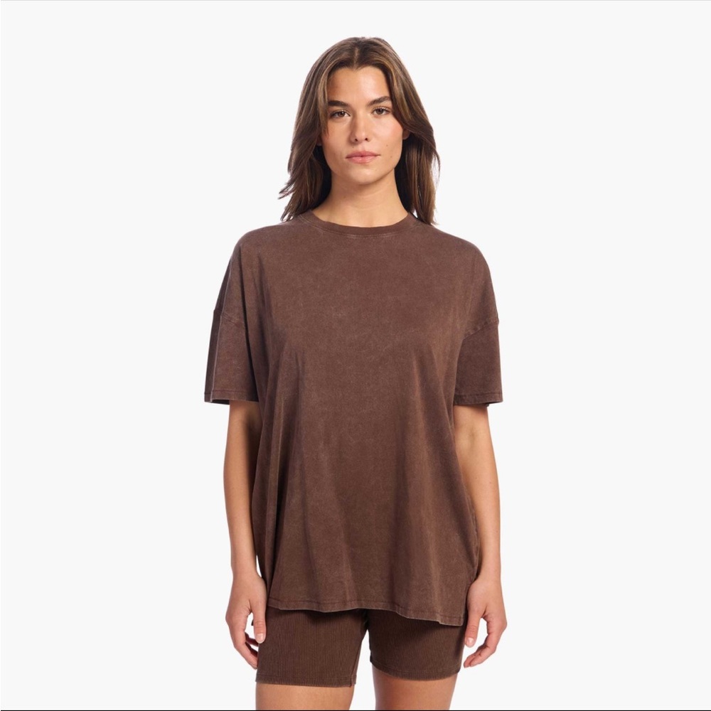nuuds Brown Women's Ribbed Biker Shorts Set